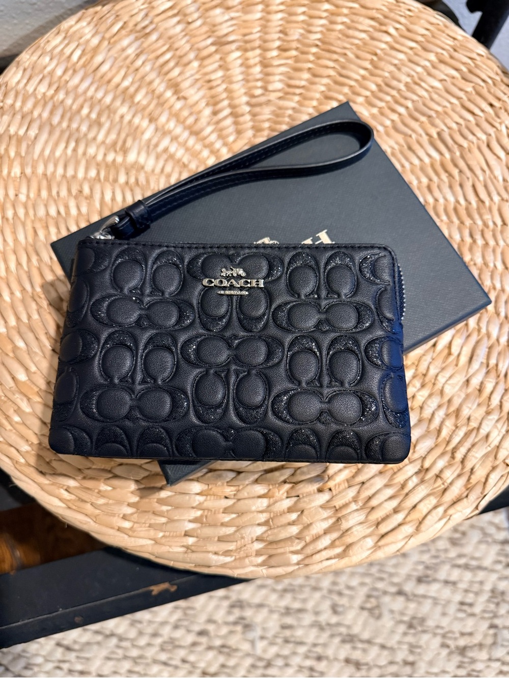 Coach Black Embossed Leather Wristlet – New With Tags